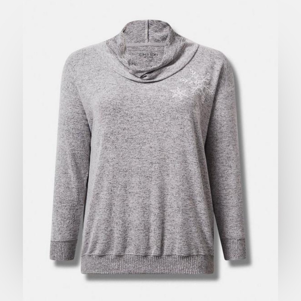 Snowflake Relaxed Fit Super Soft PlushSequin Pullover Tunic Sweatshirt Size 6